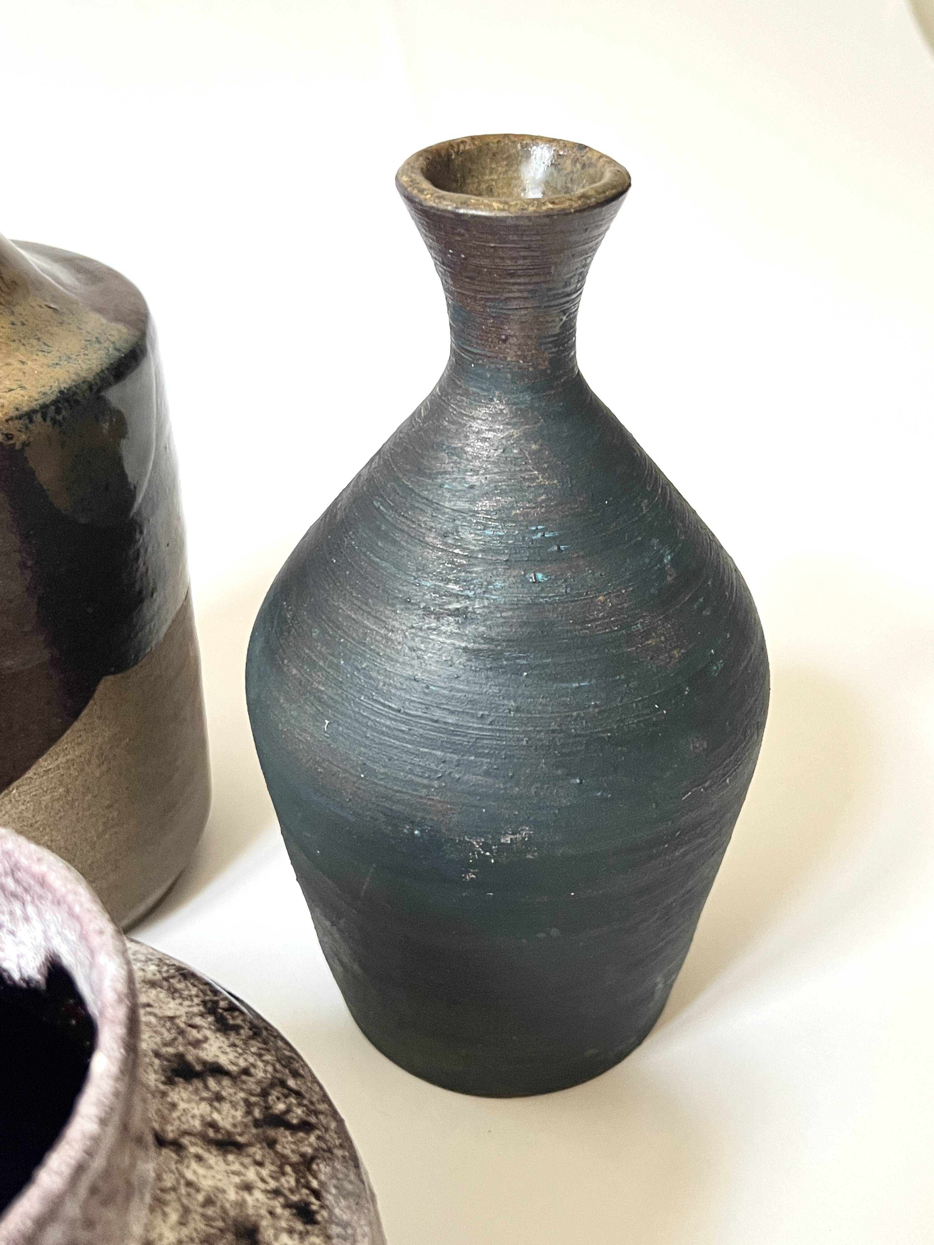 Handcrafted and signed stoneware vase, ceramic, circa 1970