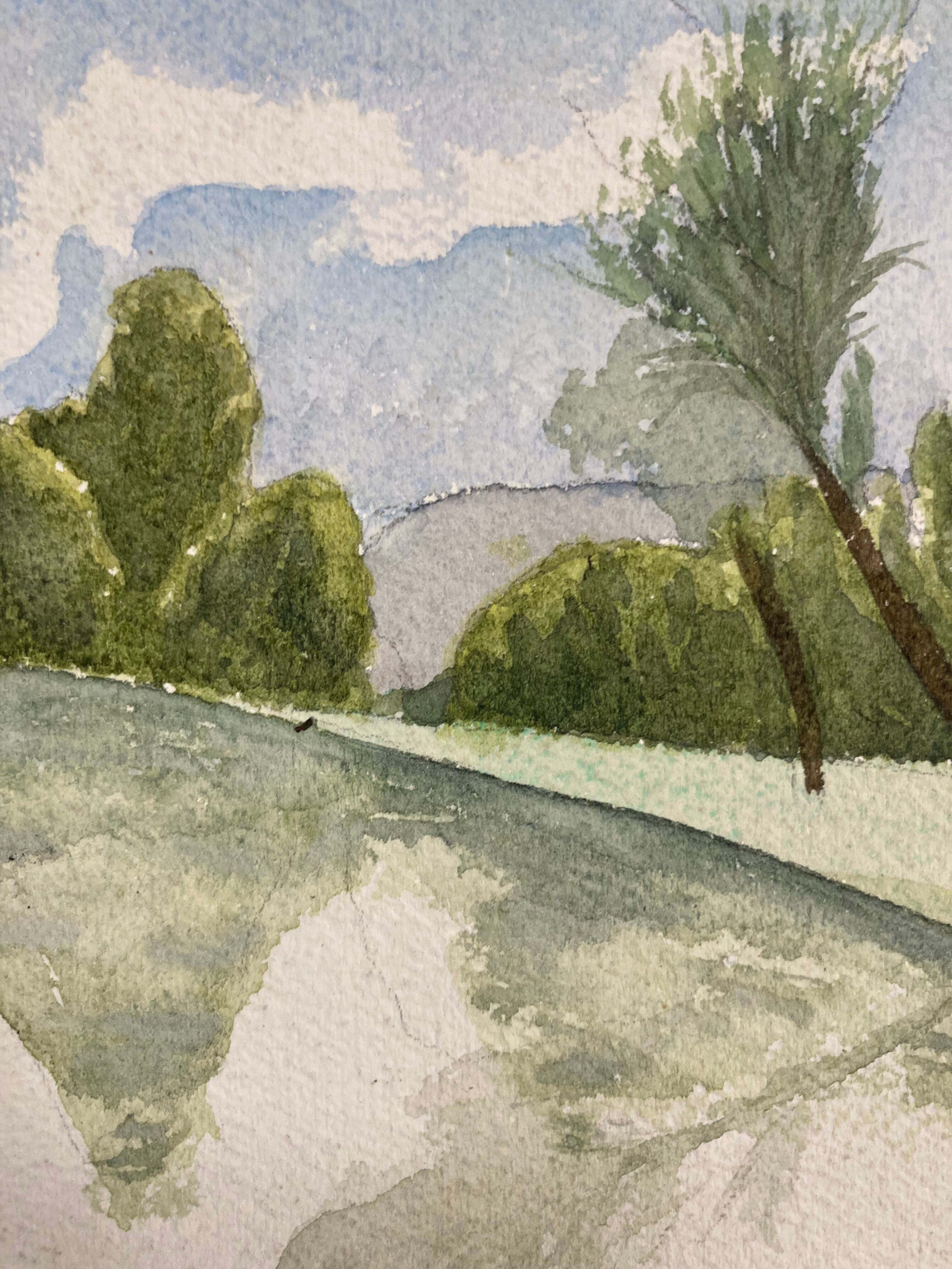 Vintage landscape watercolor