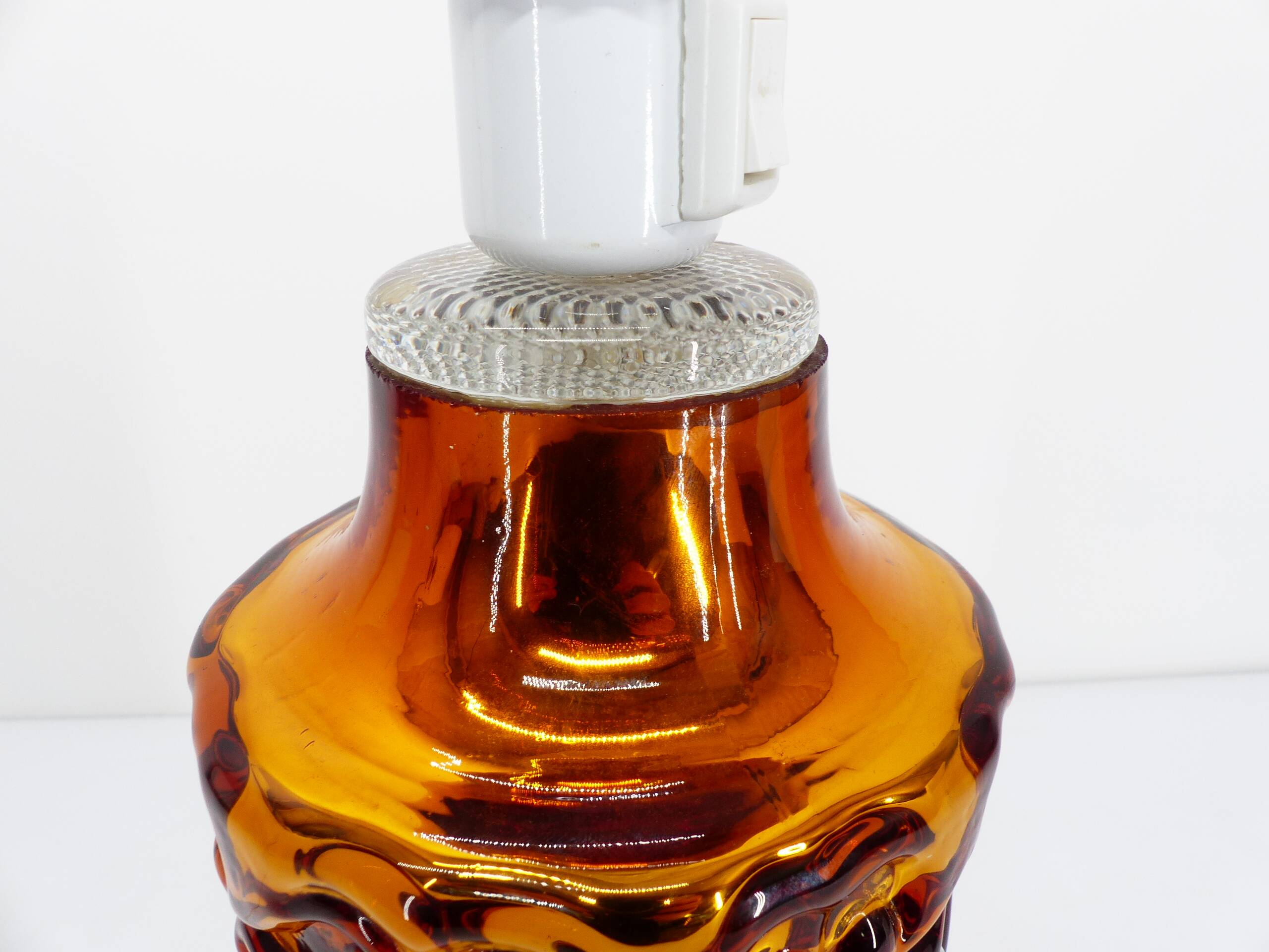 Scandinavian Gustaf Leek lamp in gold églomisé glass Orrefors 1960