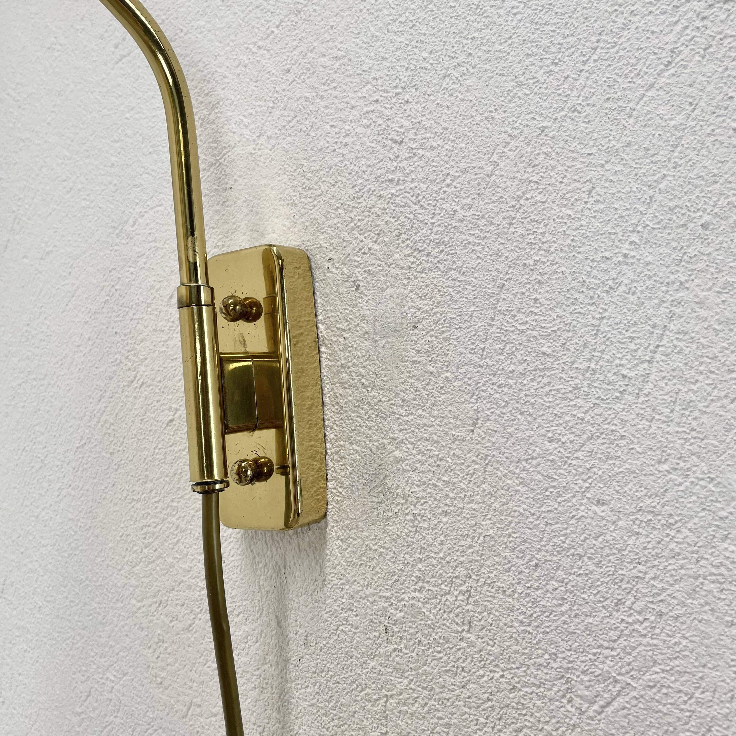 Minimalist Adjustable Swing Arm counterweight Brass Wall Light, Germany 1950