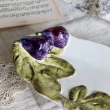 Vintage barbotine bowl / dish with fig motif