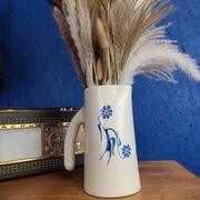 Modernist ceramic pitcher, signed polychrome decoration
