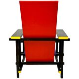 Vintage reproduction of Gerrit Rietveld's Red and Blue Chair. Circa 1960s