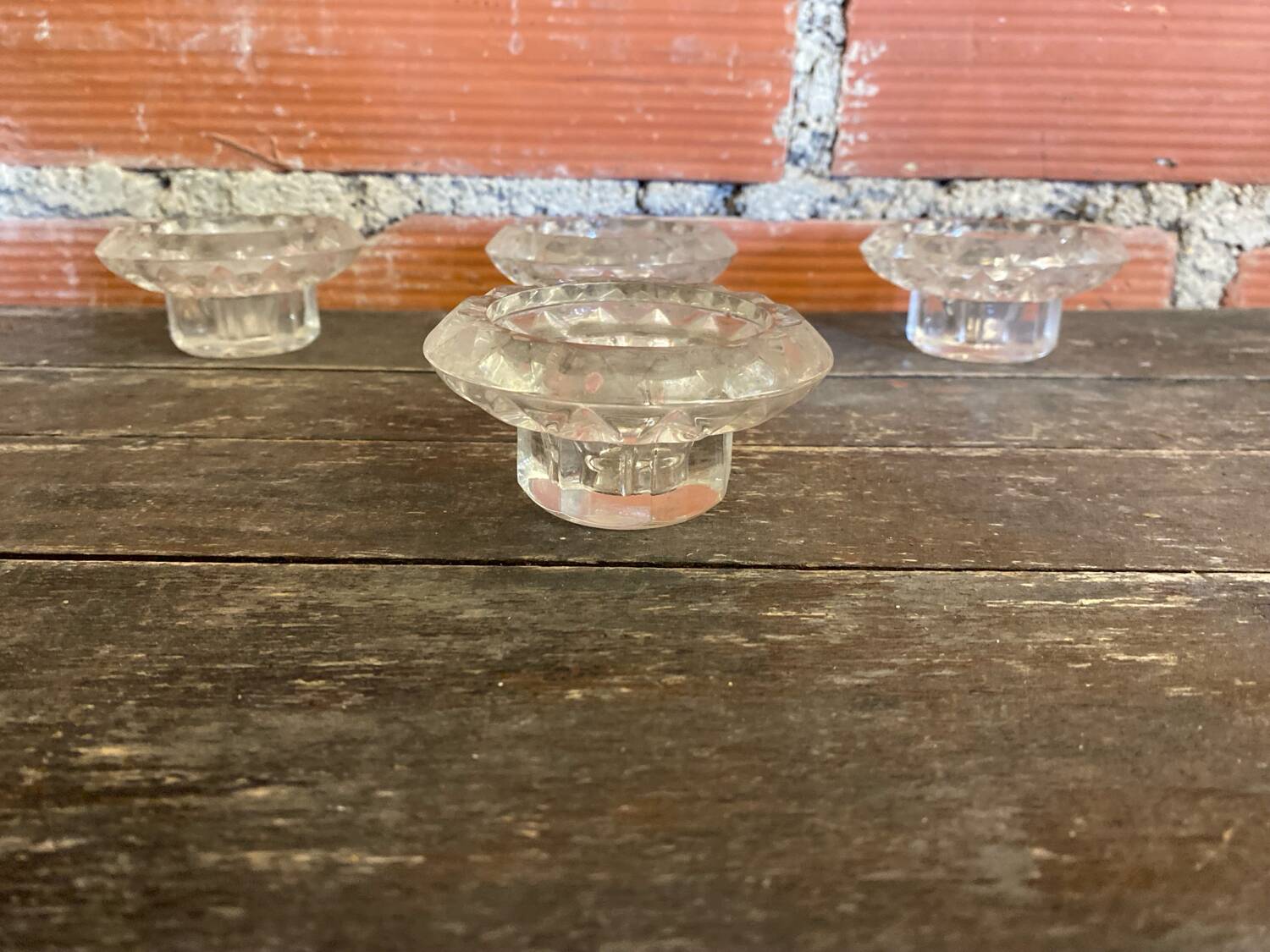 Série 4 bougeoirs anciens luminarc verre moulé années 70 vintage