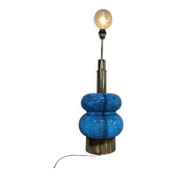 Lampadaire/lampe de table vintage bleue en verre