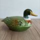 Old terrine duck Michel Caugant green ceramic