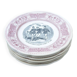 6 anciennes assiettes - gien