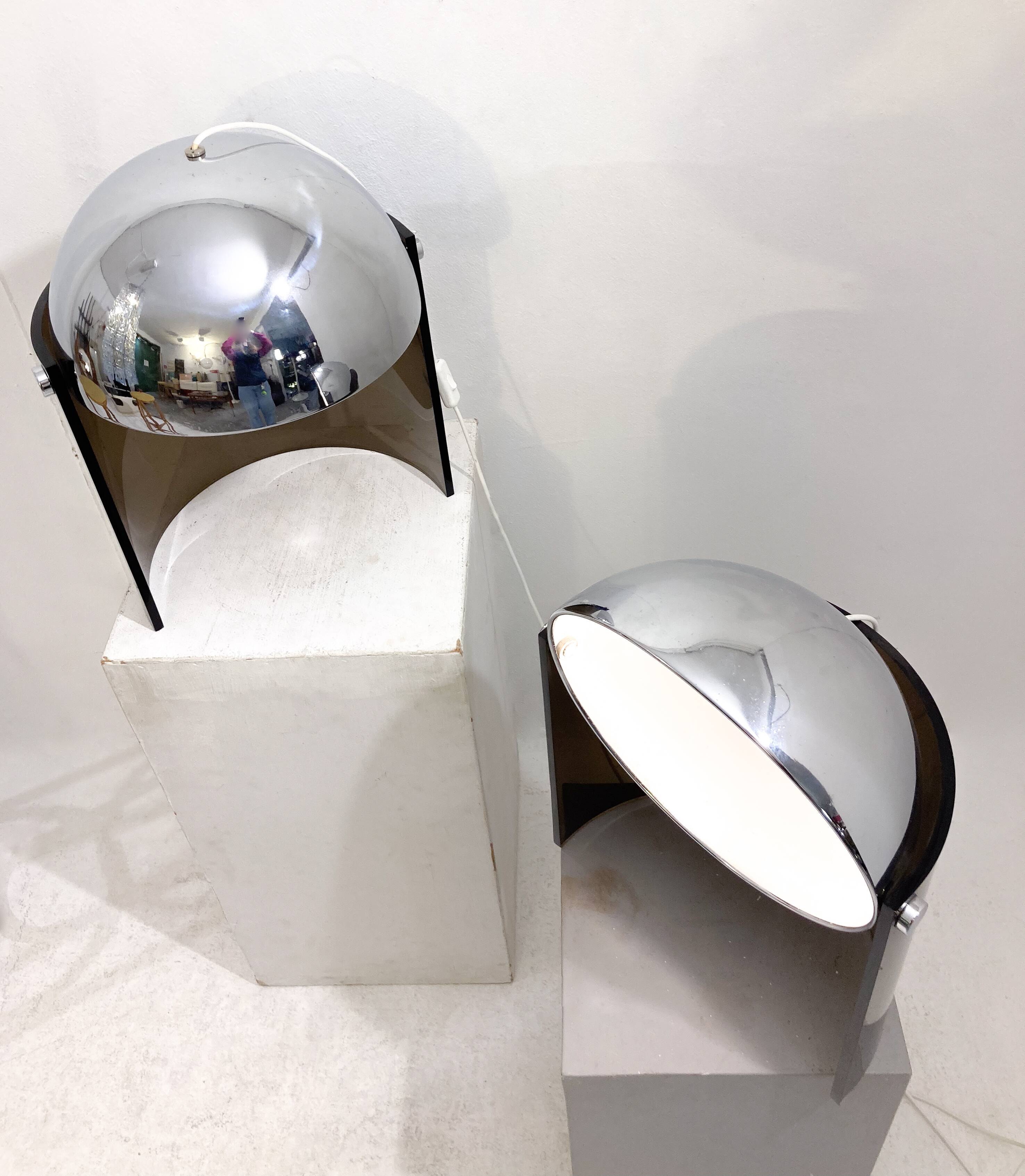 Mid-Century Modern Pair of Chrome and Plexiglass, 1970s