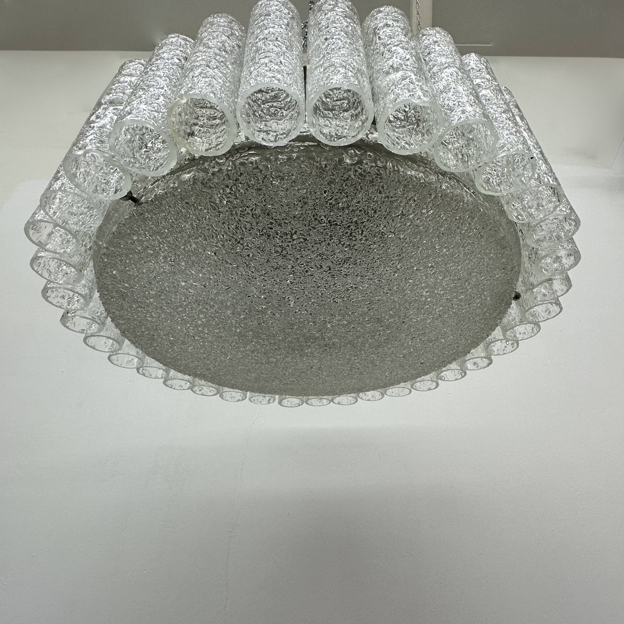 Glass Tubes Chandelier Flush mount from Doria Leuchten, 1960s
