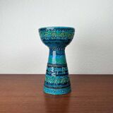 Rimini Blue Candle Holder in Mid-Century Ceramic by Aldo Londi for Bitossi, Italy, 1960s