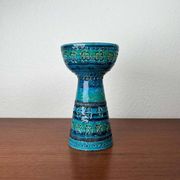 Rimini Blue Candle Holder in Mid-Century Ceramic by Aldo Londi for Bitossi, Italy, 1960s