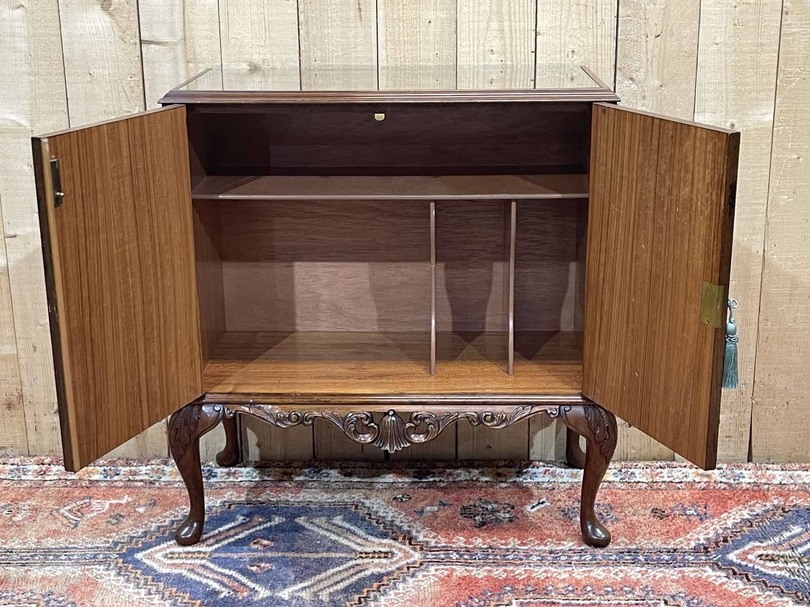1950s Chippendale Mahogany Sideboard with Glass Top