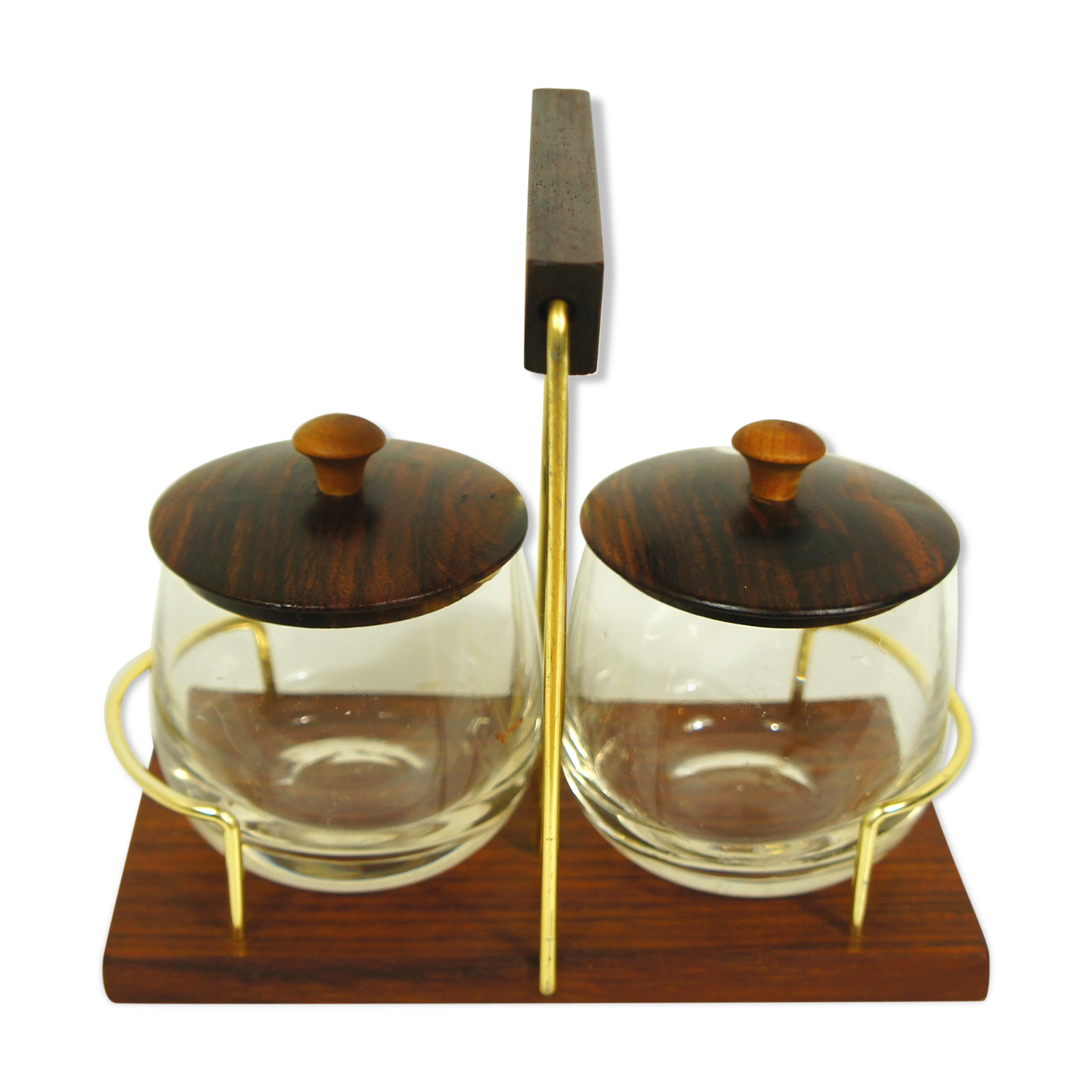 Scandinavian condiment servant made of olive wood