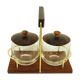 Scandinavian condiment servant made of olive wood