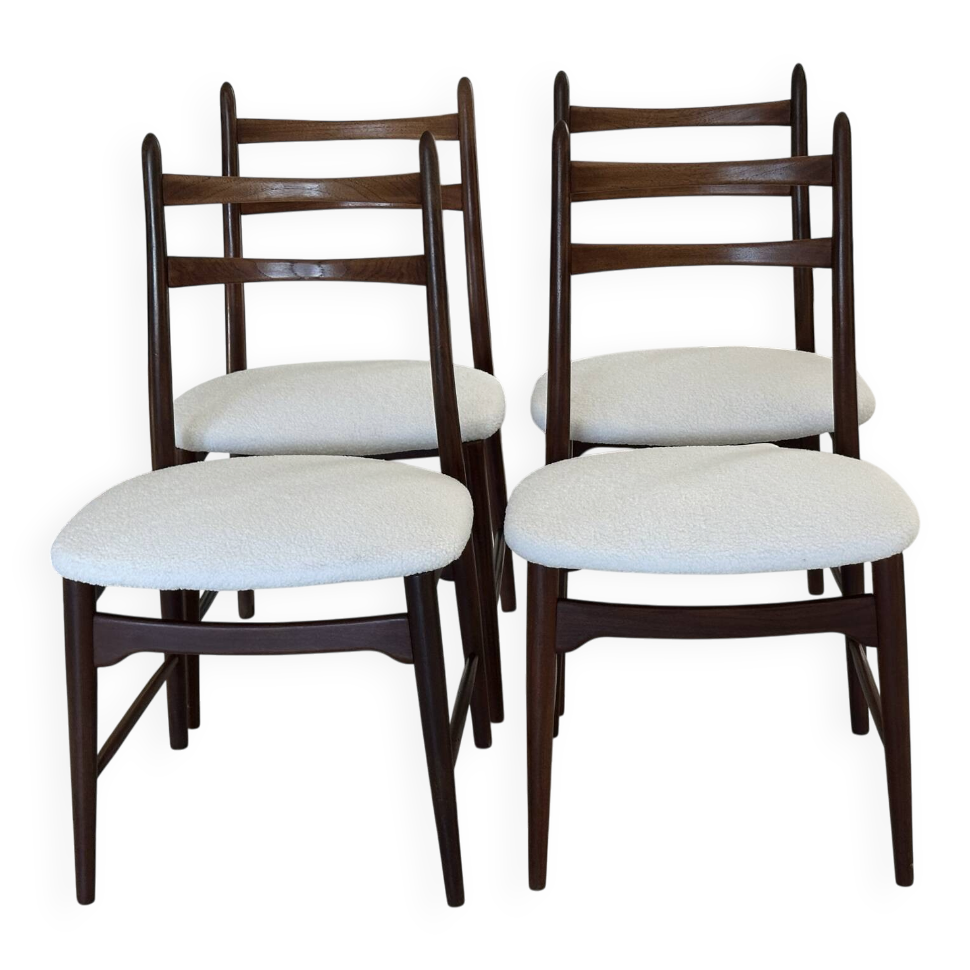 Suite 4 chaises Teck par Wilkhan pour Georg Leowald  Allemagne 1960