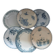 6 antique flat plates in ironstone