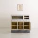 Industrial metal trade furniture equipped with display cases
