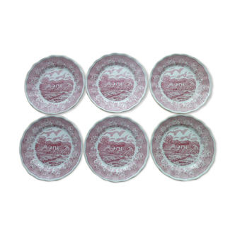Set of 6 dessert plates in Porcelain N.Fontebasso Swiss Landscape