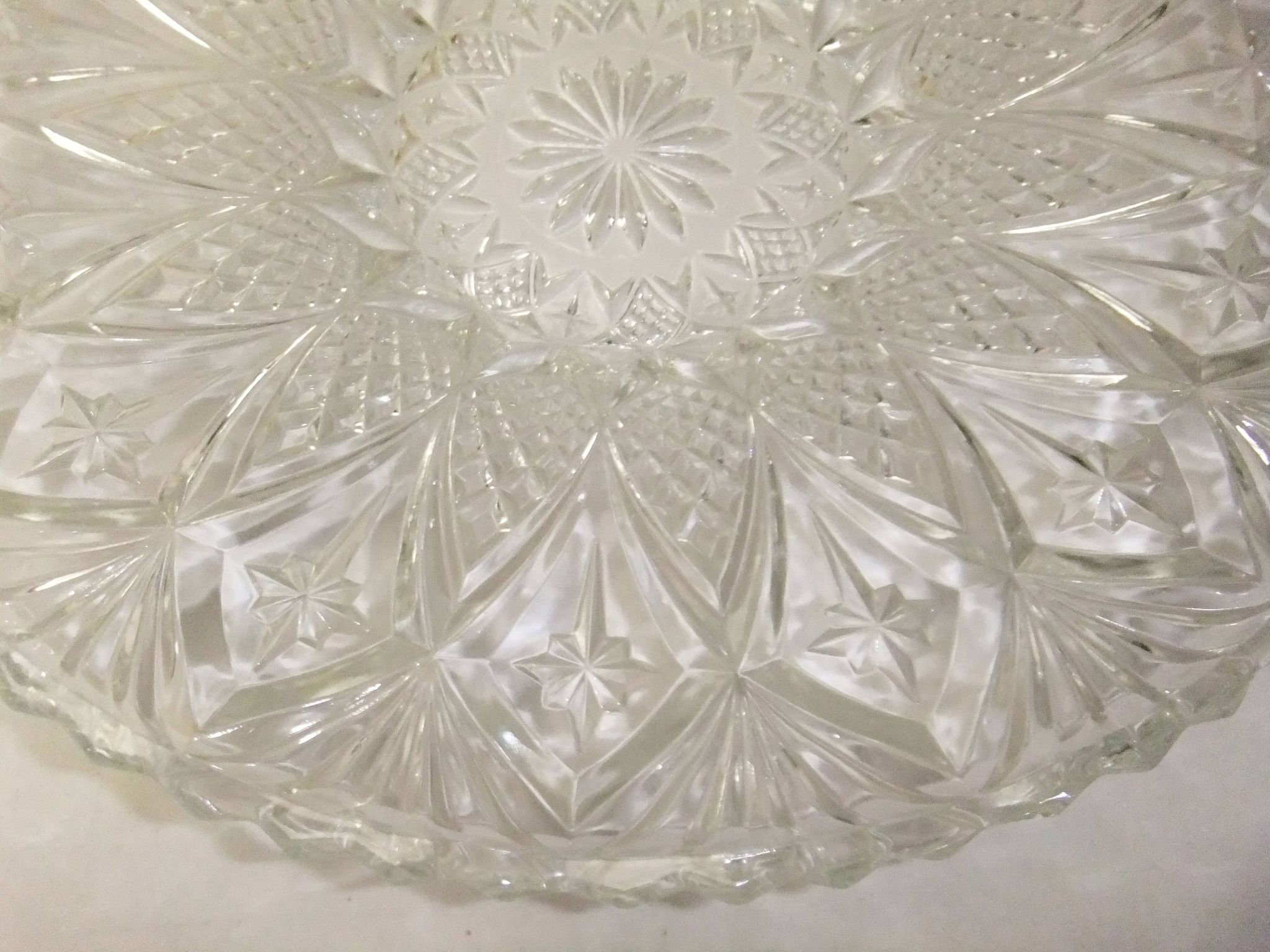 Coupe à fruits cristal taillé corbeille centre de table plat vintage 33cm
