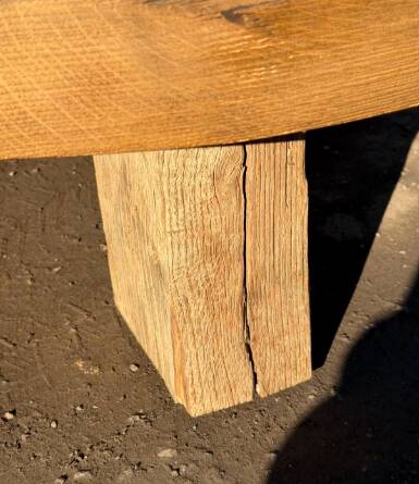 Handmade Rustic Oak Round Coffee Table | Solid Reclaimed Wood | Farmhouse L