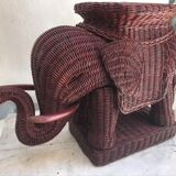 Table d'appoint elephant rotin 1970