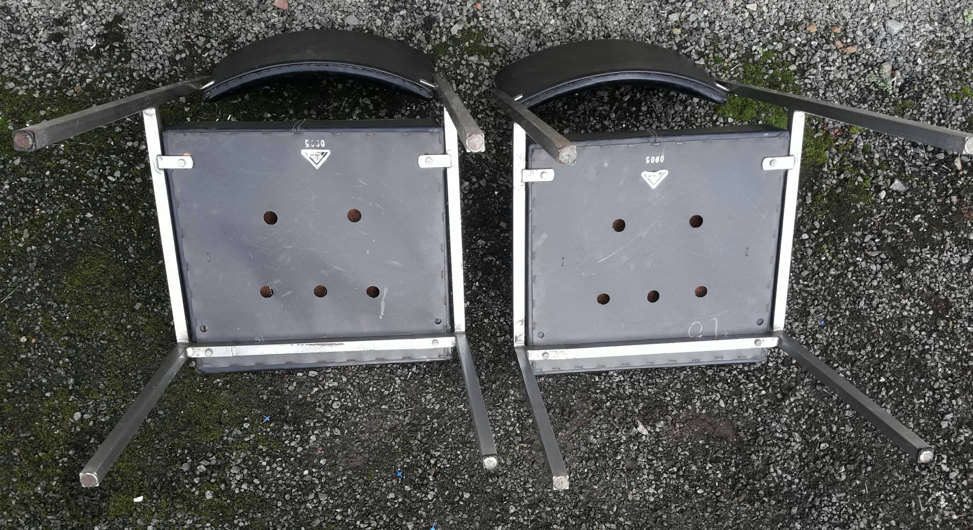 Pair of OEM Strafor 1960 leatherette chrome metal chairs