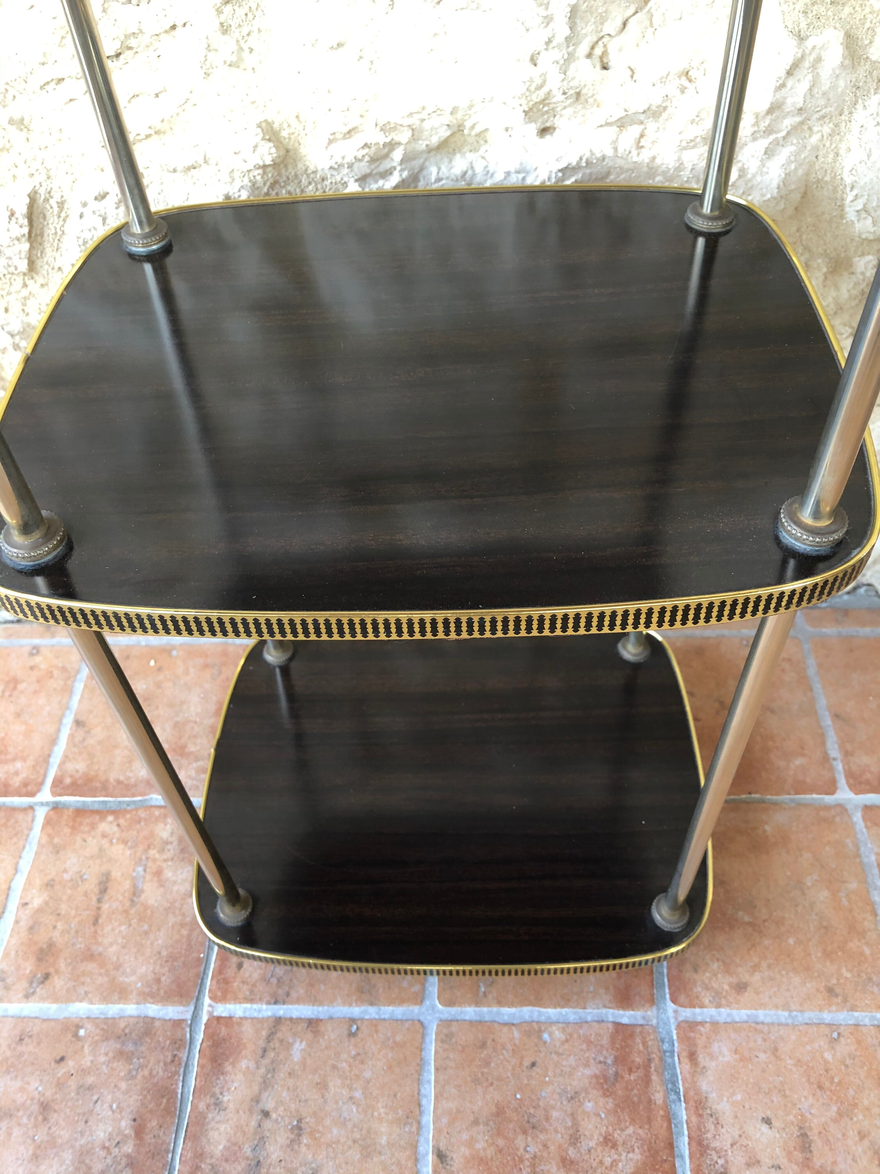 Side table has three shelves Formica and brass 60s/70s