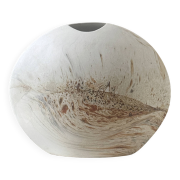 Vase lune ronde en céramique mat blanche