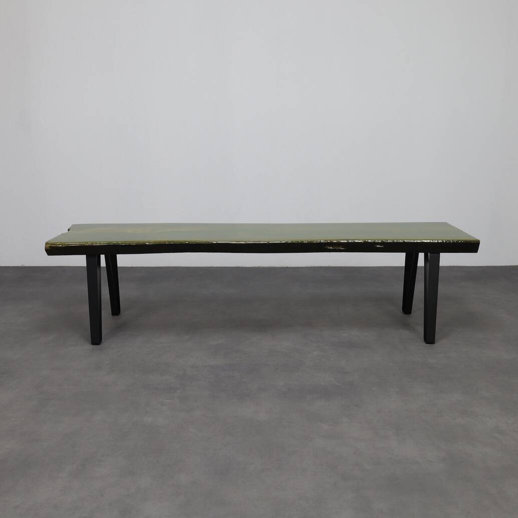 Unique Handmade Green Epoxy Fusion Bench, 1990s