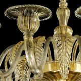 Contemporary Venetian Gold Murano Style Glass Chandelier With Leaves