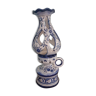 Ceramic vase, blue flowers, oil lamp type in 2 parts