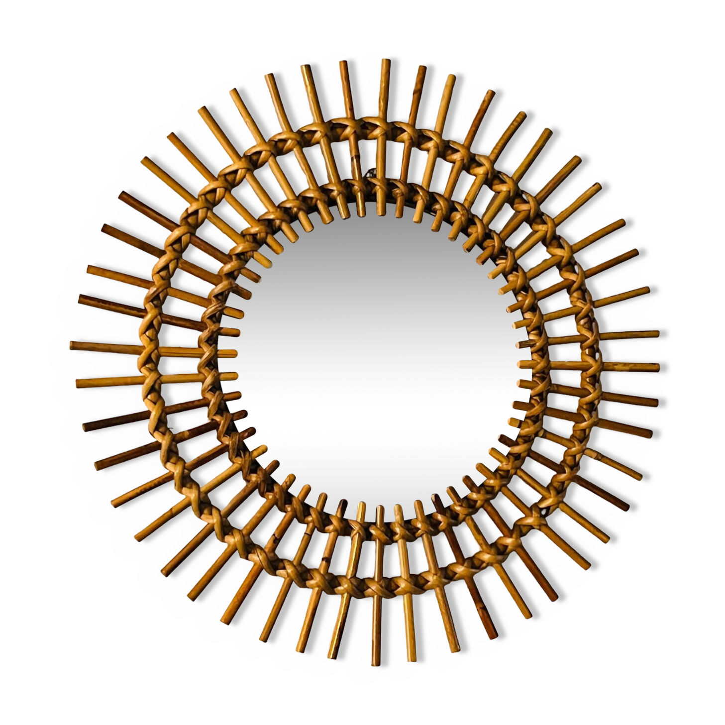 Authentic rattan sun mirror 60s