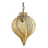 Amber Murano Glass Venetian Lantern Pendant