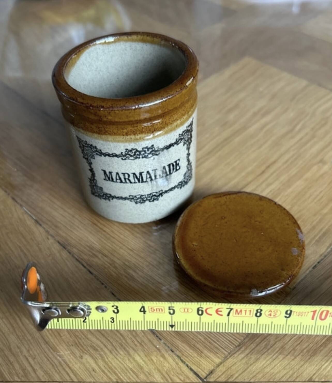 Small English stoneware marmalade pot