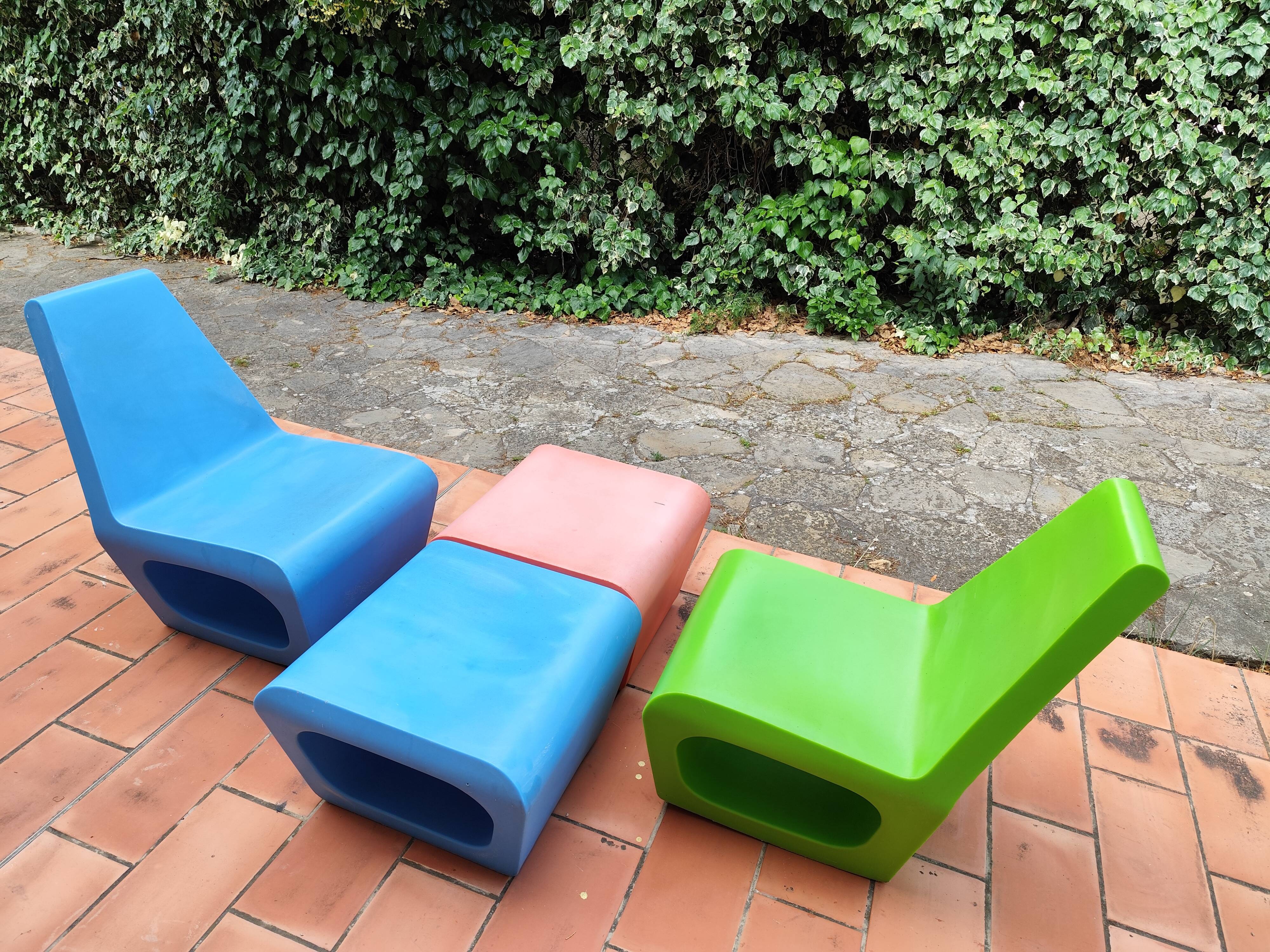 2 armchairs and 2 ottomans by Wiel Arets for Quinze & Milan vintage