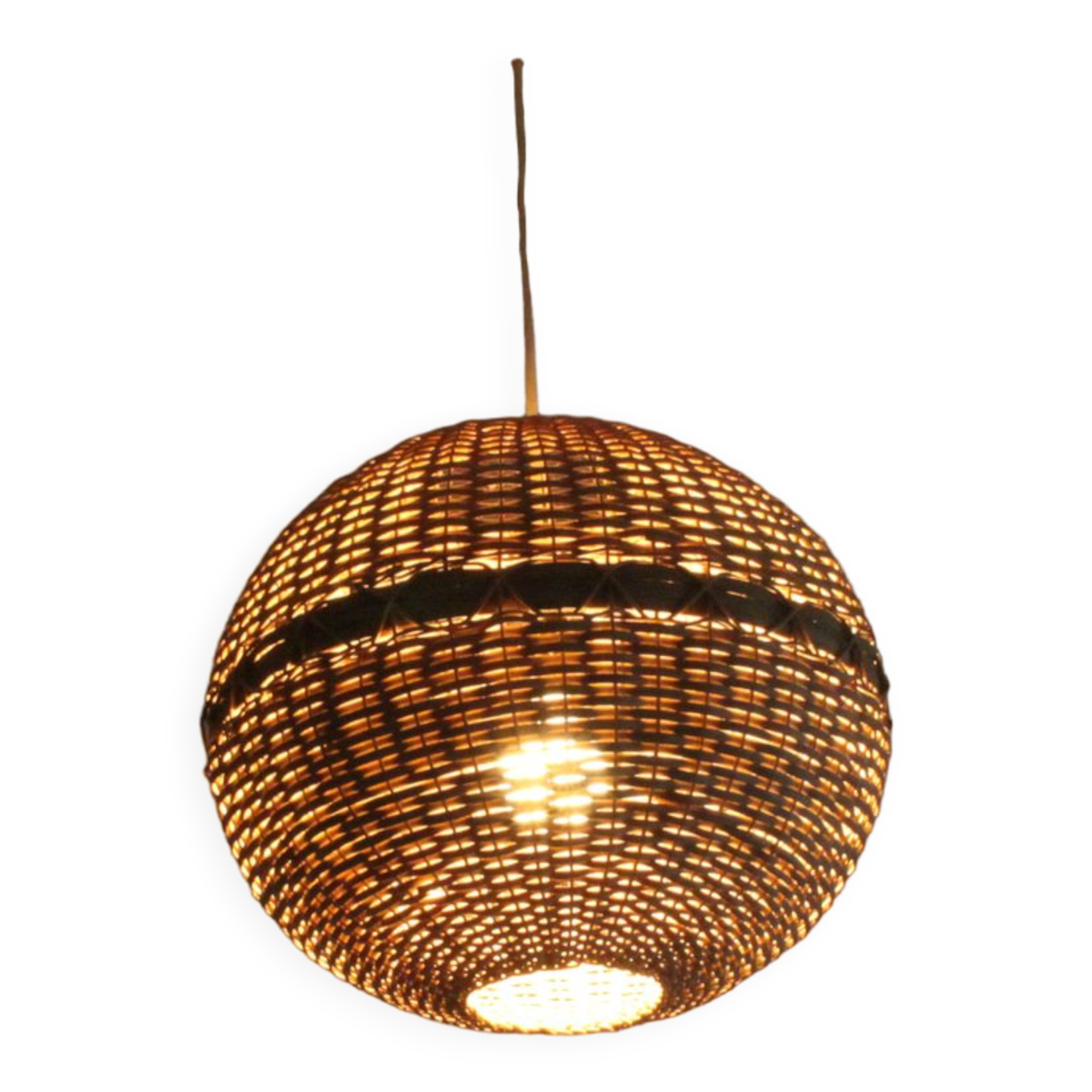 Rattan ball pendant light, 1960s