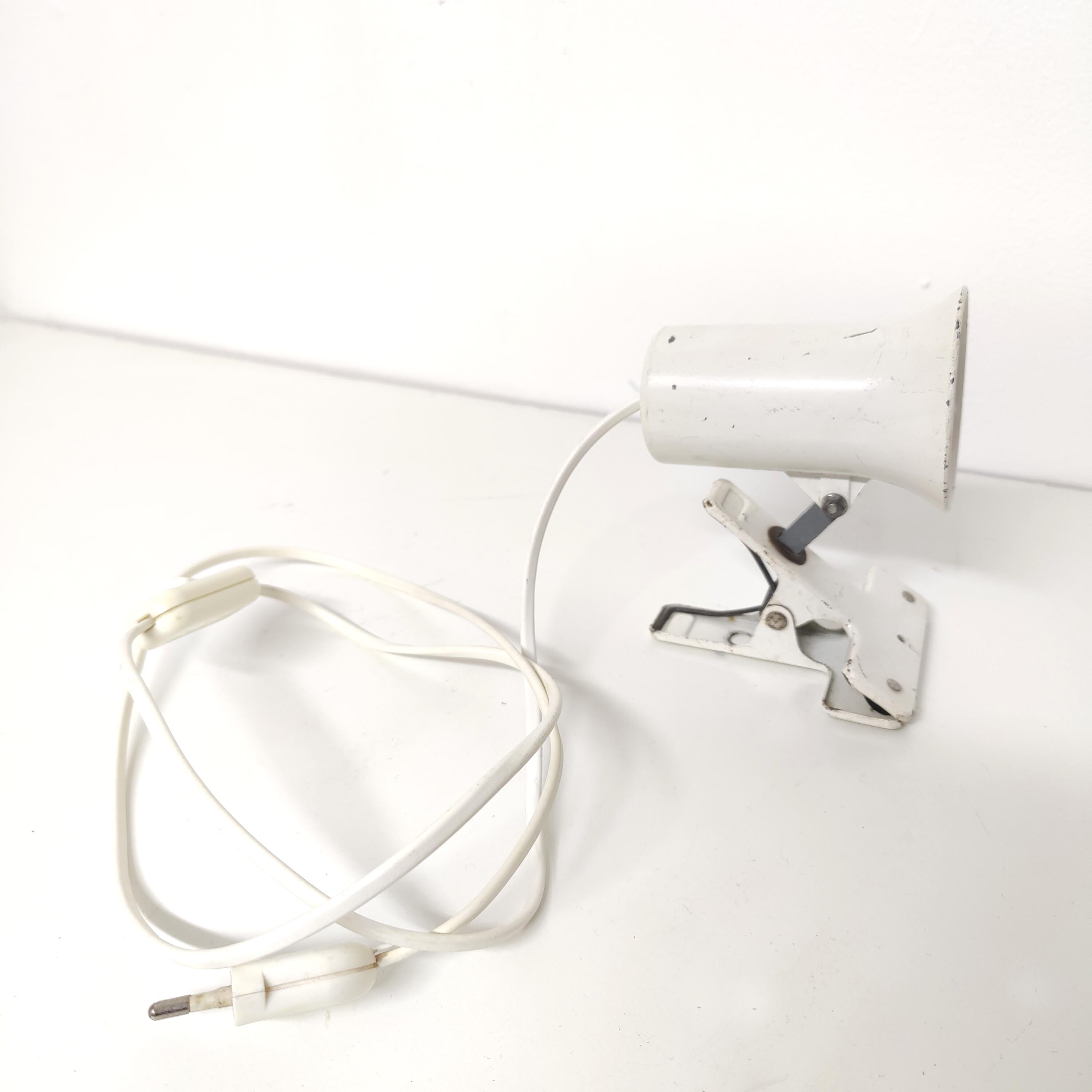 Spot lamp with white metal workshop clip 70s