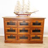 9-drawer chestnut seed cabinet, France 1960