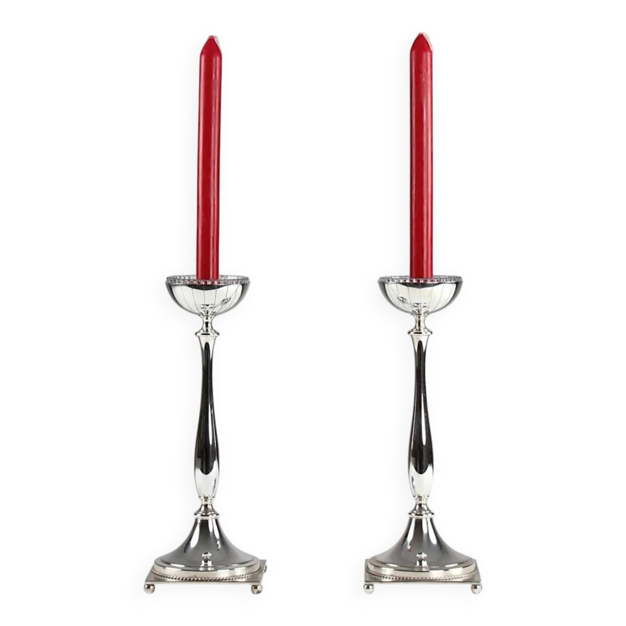 Gunnar Ander for Ystad-Metall: Pair of “Nysilver” candle holders, 1960s