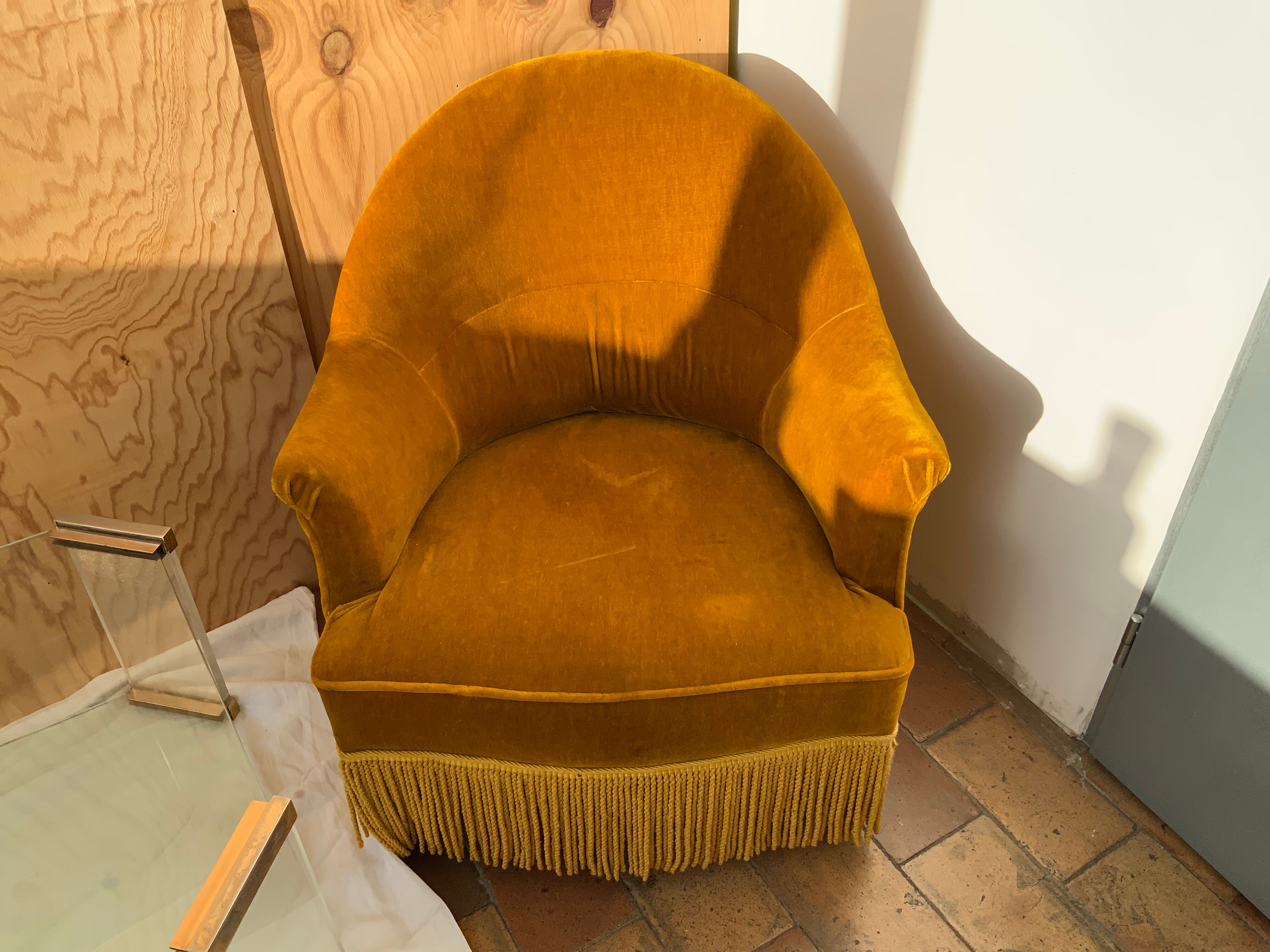 Velvet toad armchair