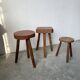3 free-form oak tripod stools