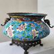 Antique jardinière ceramic enamel Longwy with bronze mount elephant head