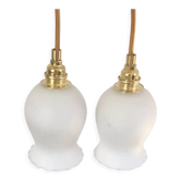 Pair of vintage opaline walking lamps
