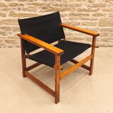 teuil en bois et toile tendue du fabricant Hyllinge Mobler, Danemark