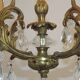 French Vintage Bronze and Glass 4 Light Art Nouveau Crystal Chandelier