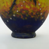 Vase Art Déco de Delatte Nancy en verre marmoréen jaune orangé. Année 30