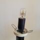 Black ceramic and opaline lamp
