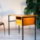 Bureau moderniste année 70, chêne et métal