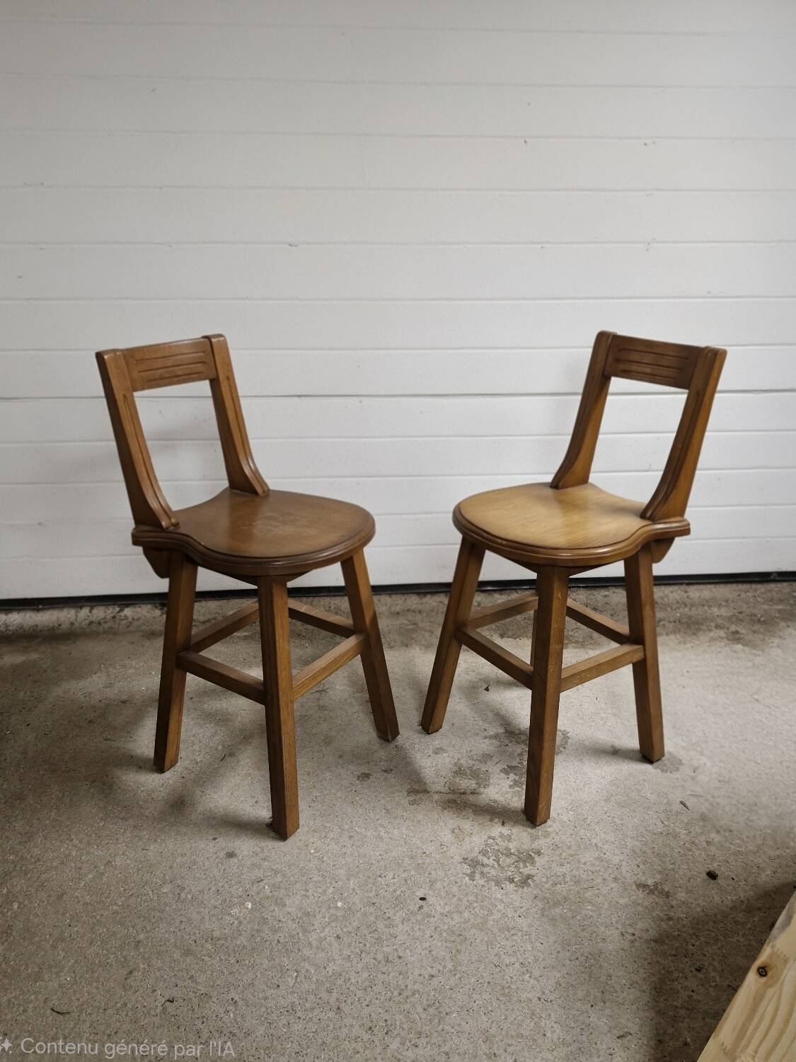 Paire de petites chaises brutalistes