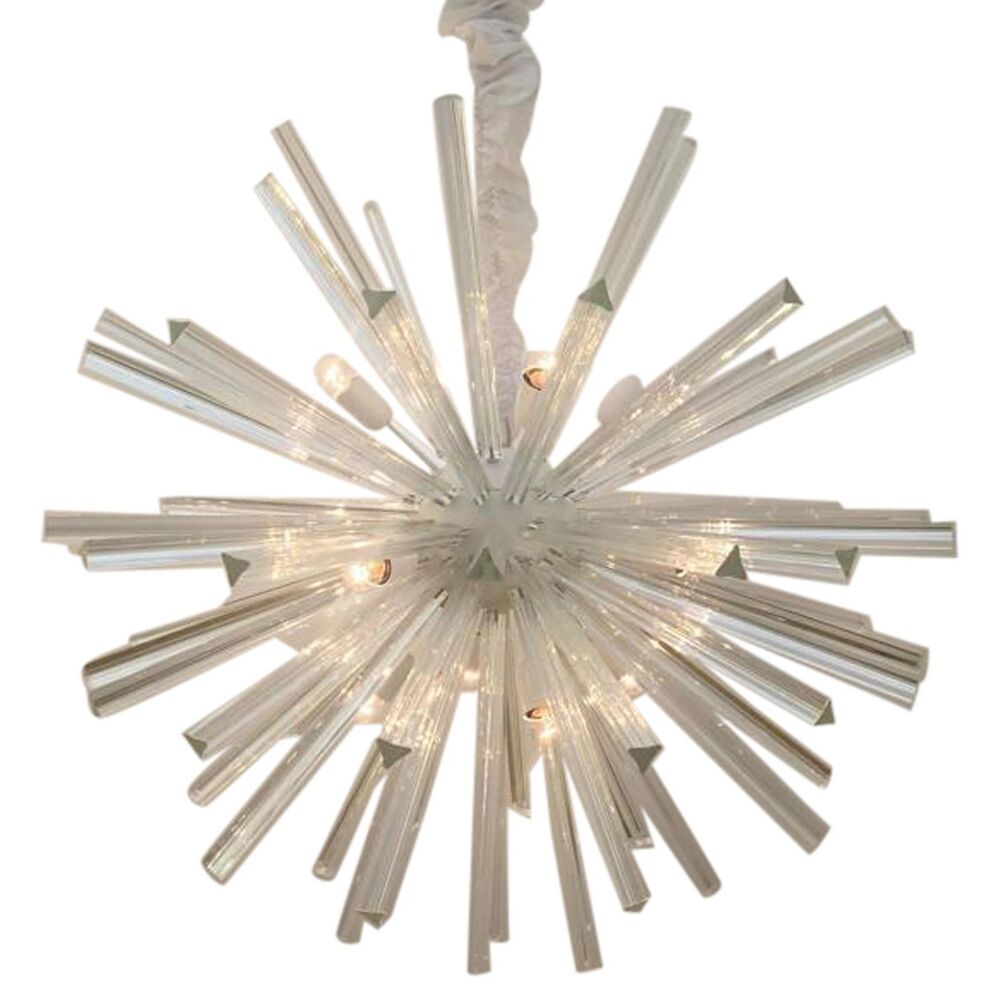 Lustre en verre blanc spoutnik triedro en verre de Murano